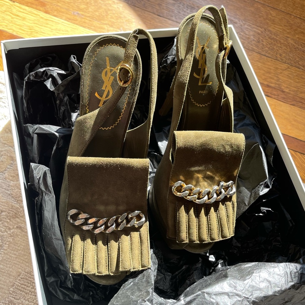 YSL yves saint laurent peep toe heels